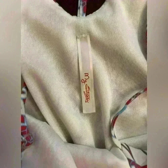 My Story Women's Cream/Blue/Red Boho Pattern Summer V-Neck Romper Size M - Picture 2 of 7